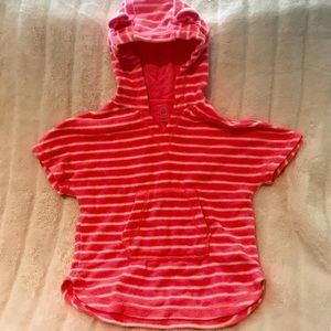 Pink & White Striped Terrycloth Toddler Cover-up